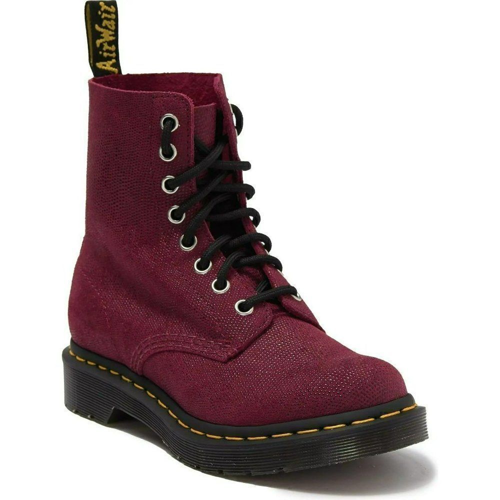 Dr. Martens 1460 Pascal Boot Womens US Sz. 5 Burgundy Textured Suede Combat NEW